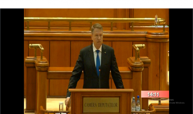 Klaus Iohannis discurs in Parlament