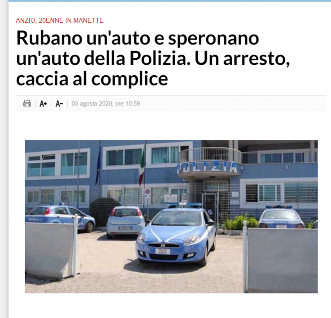 roman italia a furat masina a lovit echipaj de politie