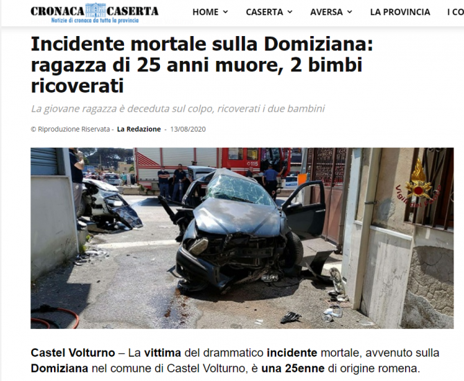 accident romanca italia