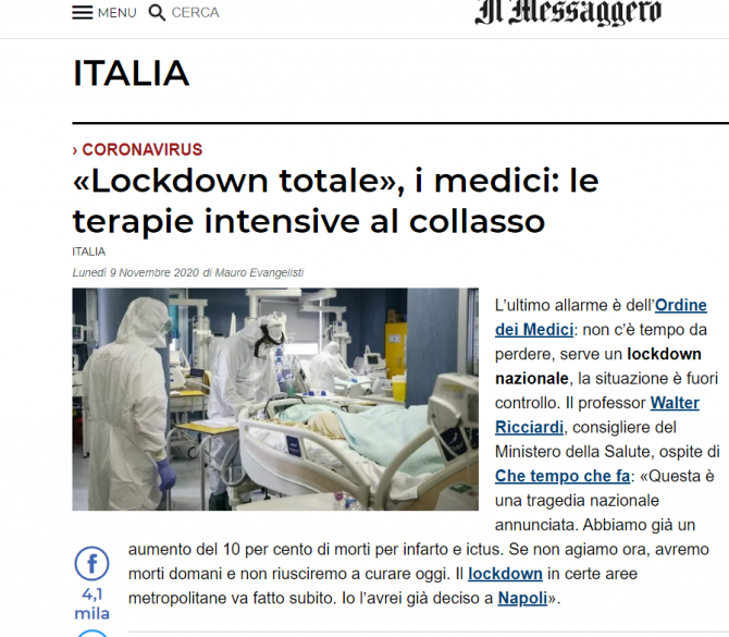 medici italia cer lockdown