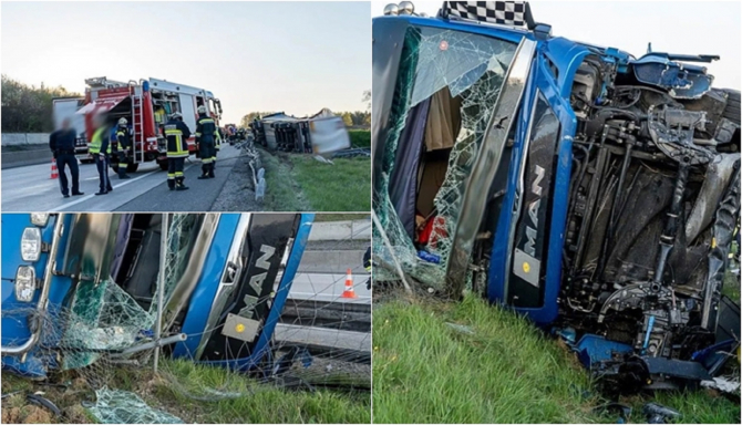 Austria. Șofer român de TIR, accident cumplit pe autostradă „Am fost orbit de soare” (colaj capturi heute.at)