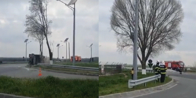 Pericol de explozie lângă Aeroportul Internațional din Constanța. Autocisterna, încărcată cu 20 de tone de GPL, s-a răsturnat