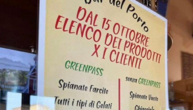 Revoltă în Italia după mesajul postat de proprietarul unui bar: Meniuri diferite pentru clienţii vaccinaţi şi cei nevaccinaţi