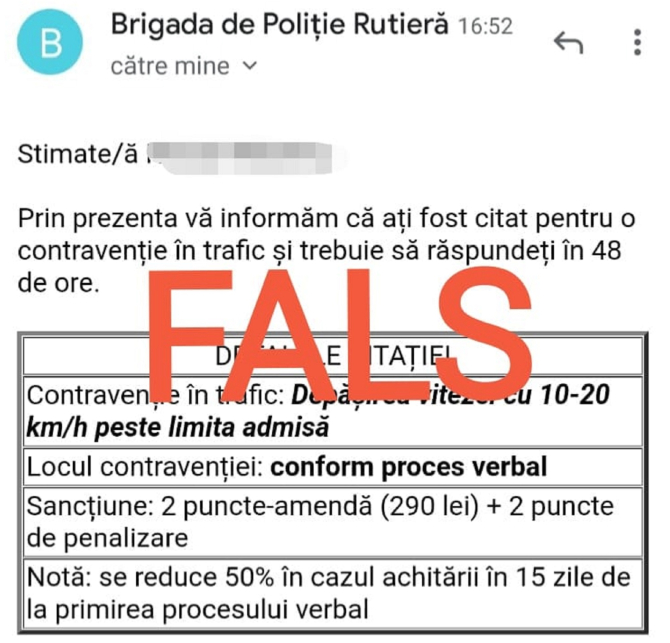 Mai mulți șoferi români au primit pe mail amenzi false pentru depășirea vitezei. Poliția Română „Un nou tip de înșelăciune!”