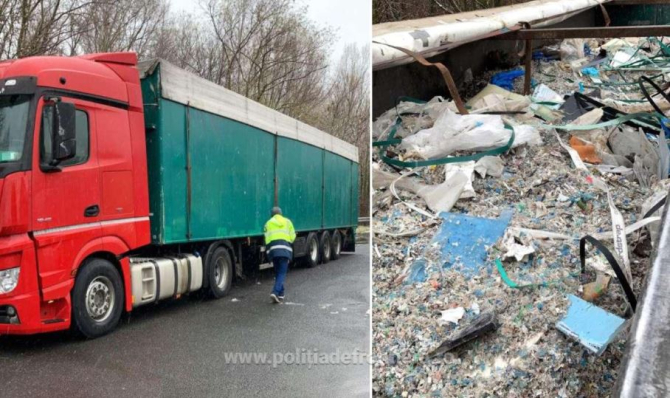Două camioane, încărcate cu peste 40 tone deșeuri, întoarse la frontiera de vest a României
