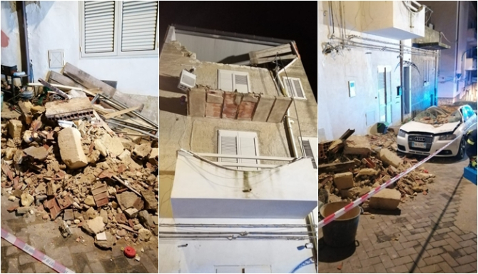 Italia. Momente de panică pentru un român, azi-noapte: Balconul apartamentului s-a prăbușit din senin. FOTO: colaj capturi agrigento.gds.it