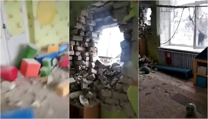 Tensiunile iau amploare în Donbas: Grădiniță, bombardată. Localnicii s-au adăpostit în subsoluri 