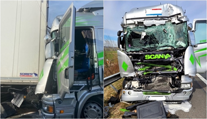 Germania. Șofer român de TIR, implicat într-un cumplit accident cu un alt camion. FOTO: colaj capturi transport-online.nl