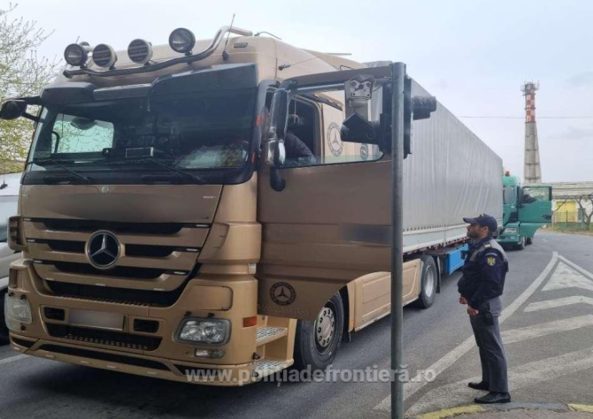 Camion, în drum spre Germania, oprit la frontieră. Șoferul s-a ales cu dosar penal, după ce polițiștii au verificat marfa