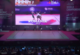 România s-a clasat pe locul patru în proba de trio, la Mondialele de gimnastică aerobică de la Guimaraes / Foto: Captură video youtube