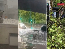 Vreme extremă în Franța. Furtuni puternice, rafale de vânt, ploi și grindină Traficul a fost dat peste cap, oameni inundați la metrou - VIDEO