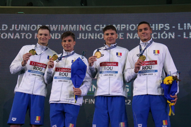 Înot: Aur pentru ştafeta de 4x100 m liber a României şi argint pentru Vlad Stancu la Mondialele de juniori / Foto: Facebook