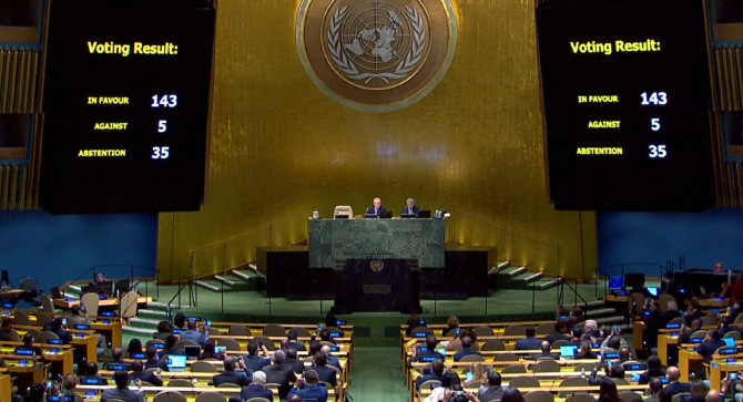 Adunarea Generală a ONU a condamnat cu o majoritate „covârşitoare” anexările ilegale de teritorii ucrainene: Rusia este „izolată”