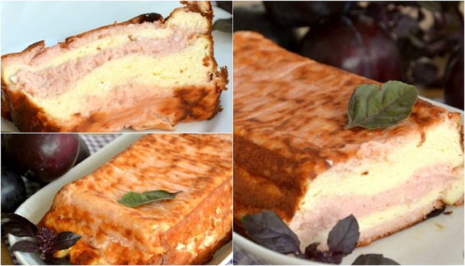 Din brânză de vaci și prune faci o prăjitură fină, fără făină. N-o să crezi că acest desert perfect se face atât de repede. FOTO: colaj capturi russianfood.com
