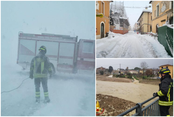 Episod de vreme rea în Italia. Mai multe regiuni se confruntă cu furtuni violente și căderi masive de zăpadă (Foto: Pompieri italieni/ANSA)