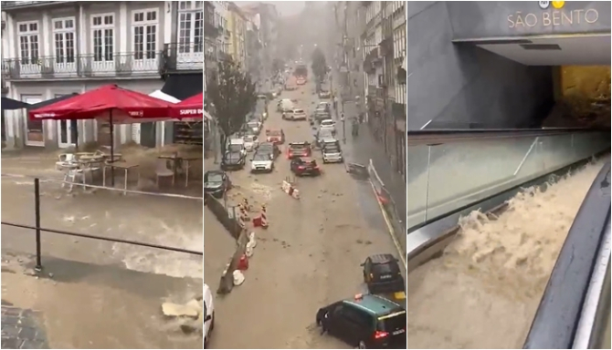 Potop în Portugalia: Inundaţii devastatoare mătură oraşul Porto