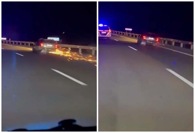Un șofer român a fost prins în timp ce emergea fără o roată pe autostradă (Sursa foto: ElPais)