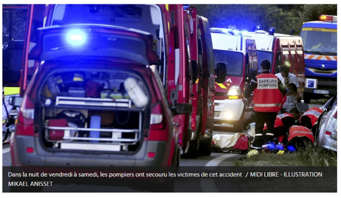 Franța. Sfârșit cumplit pentru trei români, după ce mașina lor a fost implicată într-un teribil accident pe A9. FOTO: captură midilibre.fr