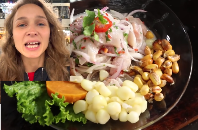 O româncă a ajuns virală pe internet după ce a încercat pentru prima dată un fel de mâncare peruvian. Reacția ei: „Mă înfierbântă foarte tare” / Foto: Captură video youtube