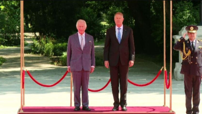 Regele Charles al III-lea, primit de președintele Iohannis la Palatul Cotroceni. Sursa foto: captura video
