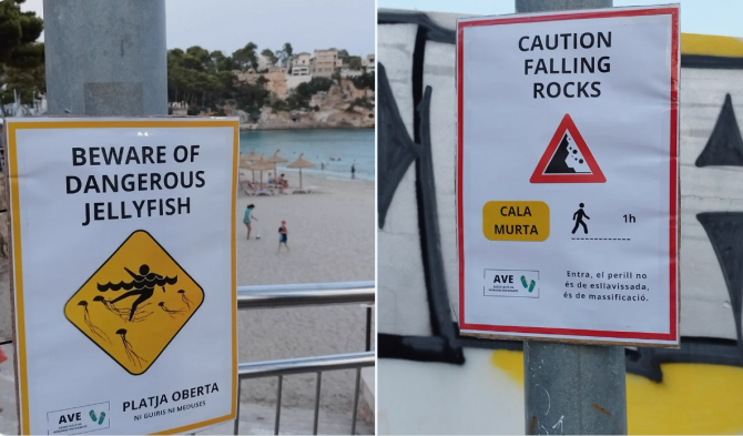 Anunțuri false pe plajele din Spania (Sursa foto: Rețeaua X)