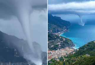 Furtuni uriașe de apă în largul coastei Amalfi din Italia/ Orașul Salerno, măturat de vânt - VIDEO / Foto: X