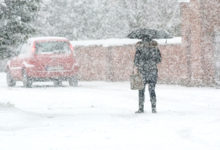 O femeie își face cu greu drum prin zăpadă (Sursa foto: Freepik)