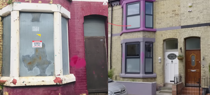 Transformare uluitoare, după ce o casă dărăpănată din Liverpool a fost vândută pentru o liră sterlină - VIDEO / Foto: Captura Youtube