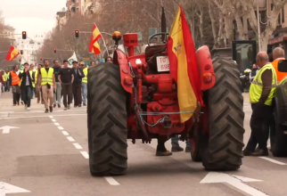 Fermierii spanioli protestează la Madrid (Sursa: captură Youtube)
